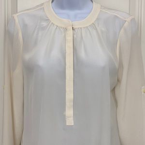 Banana Republic Silk Button Front Blouse Ivory S